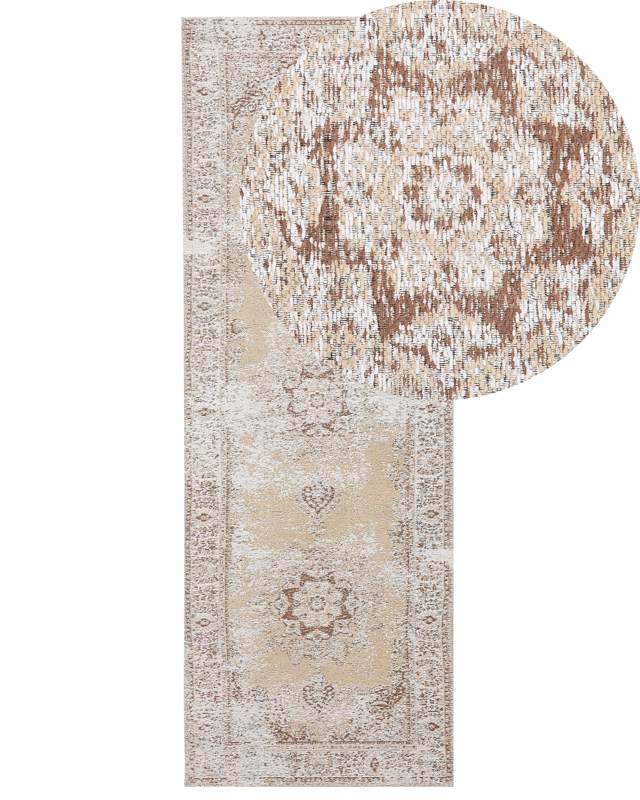 Area Rug Runner Grey 60 x 180 cm Oriental Distressed Living Room Bedroom Beliani