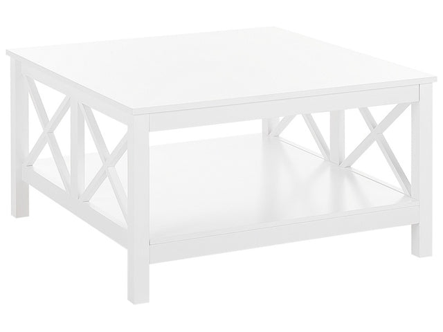 Coffee Table White 2 Tier 80 x 80 cm Square Table Top Boho Beliani