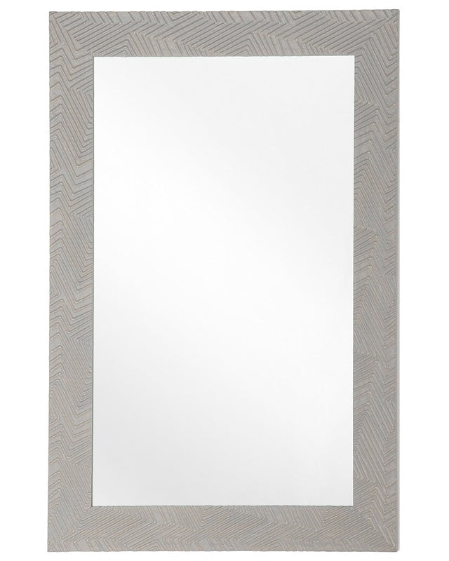 Wall Hanging Mirror Grey 60 x 91 cm Matt Finish Thick Frame Beliani