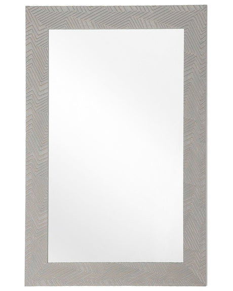 Wall Hanging Mirror Grey 60 x 91 cm Matt Finish Thick Frame Beliani