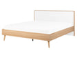 Slatted Bed Frame Light Manufactured Wood and White Headboard 5ft3 EU King Size Scandinavian Design Beliani