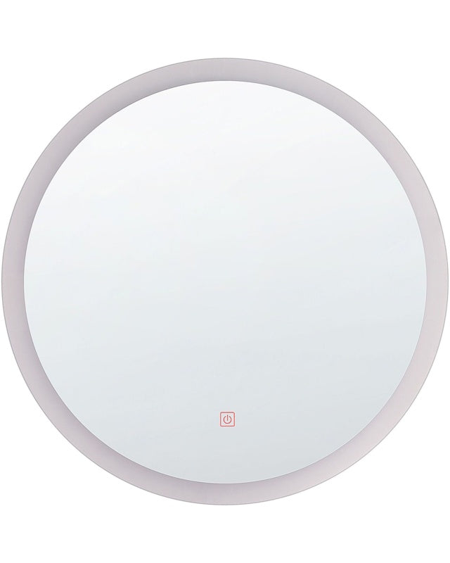 Wall Mounted Hanging LED Mirror 58 cm Round Modern Contemporary Bathroom Make-Up Vanity Glamour Beliani