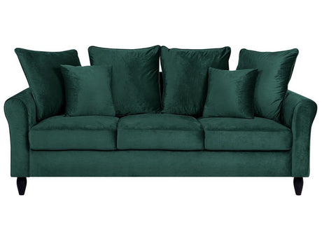 Sofa Green Velvet Solid Wood 3 Seater Scatter Pillows  Beliani