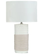 Table Lamp Beige Ceramic Base Linen Drum Shade Bedside Table Lamp Beliani