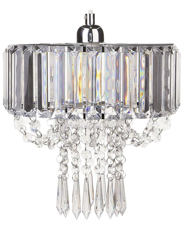 Pendant Lamp Transparent Metal Acrylic Glass 83 cm Decorative Chandelier Gloss Finish Glam Beliani