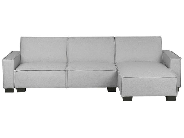 Corner Sofa Bed Grey Fabric Upholstered 3 Seater Left Hand L-Shaped Bed Beliani