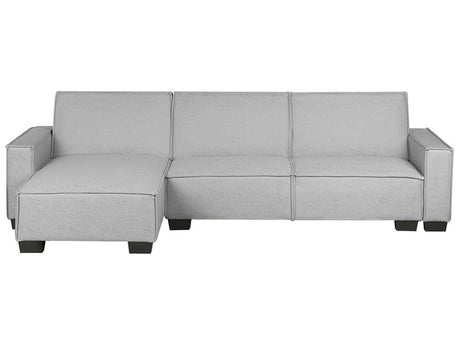 Corner Sofa Bed Grey Fabric Upholstered 3 Seater Right Hand L-Shaped Bed Beliani