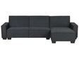 Corner Sofa Bed Graphite Grey Fabric Upholstered 3 Seater Left Hand L-Shaped Bed Beliani