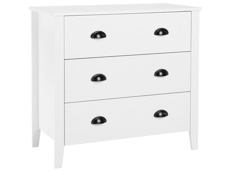 3- Drawer Sideboard White Cabinet Chest of Drawers Bedroom Living Room Modern Retro Beliani