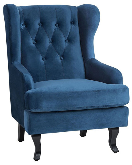 Wingback Chair Blue Velvet Upholstery Black Legs Scandinavian Style Beliani