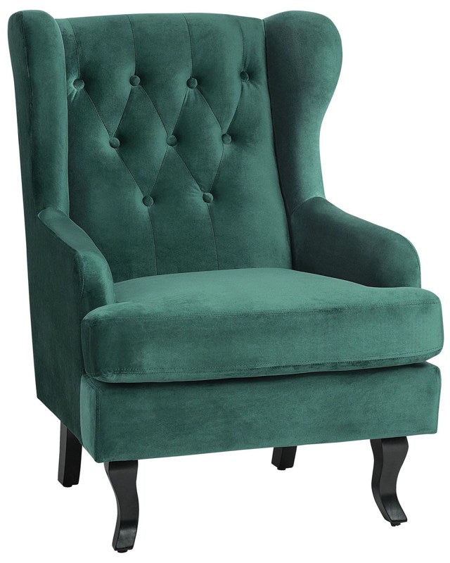 Wingback Chair Green Velvet Upholstery Black Legs Scandinavian Style Beliani