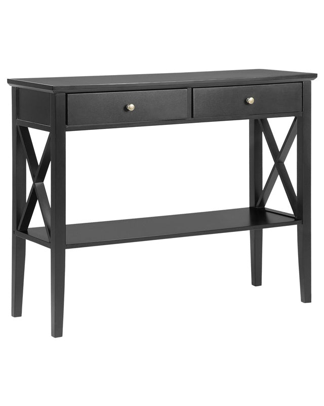 Console Table Black 2 Drawers Hallway Furniture 100 x 35 cm Retro Design Beliani