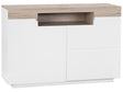 Sideboard White and Light Wood Veneer 75 x 110 x 40 cm with Cabinet and 2 Drawers Beliani