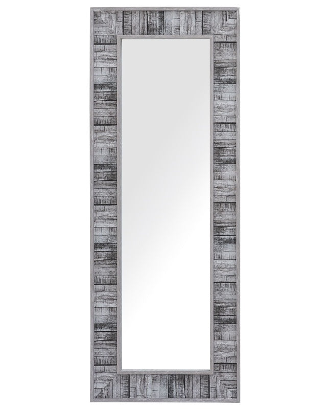 Wall Mirror Grey Wood Synthetic Frame 50 x 130 cm Rectangular Wall Hanging Beliani