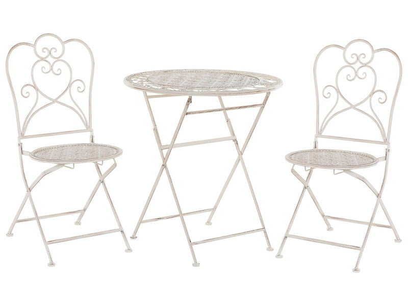 Bistro Set Beige Table 2 Chairs Shabby Chic French Beliani