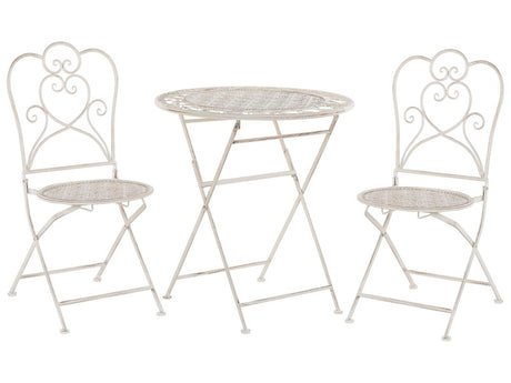 Bistro Set Beige Table 2 Chairs Shabby Chic French Beliani