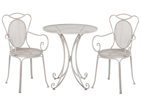 Bistro Set Grey Table 2 Chairs Shabby Chic French Beliani