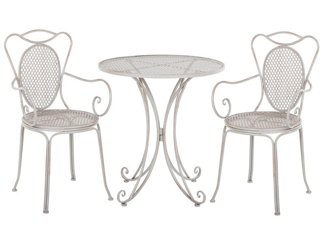 Bistro Set Grey Table 2 Chairs Shabby Chic French Beliani