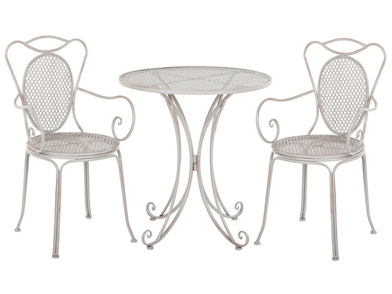 Bistro Set Grey Table 2 Chairs Shabby Chic French Beliani