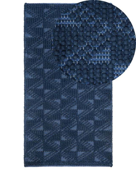 Area Rug Navy Blue 80 x 150 cm Wool Coastal Beliani
