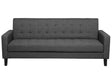 Sofa Bed Dark Grey Fabric 3 Seater Click Clack Quilted Upholstery Beliani