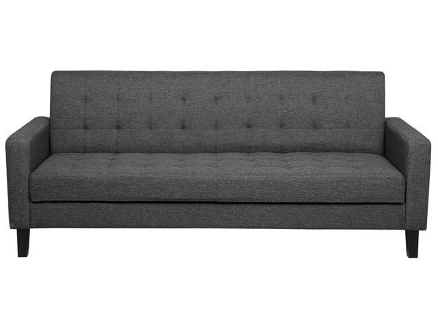 Sofa Bed Dark Grey Fabric 3 Seater Click Clack Quilted Upholstery Beliani