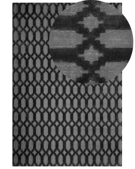 Rug Grey Viscose 140 x 200 cm Geometric Pattern Hand Woven Flatweave Beliani