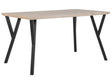 Dining Table Light Wood Top Black Metal Legs 140 x 80 cm 6 Seater Rectangular Industrial Beliani