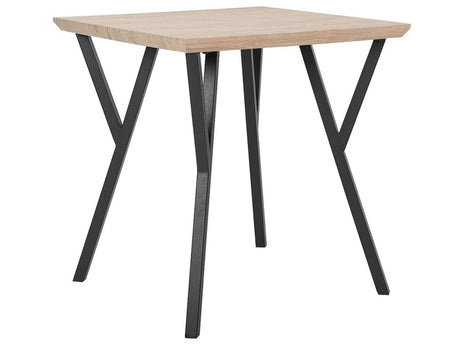 Dining Table Light Wood Top Black Metal Legs 70 x 70 cm 4 Seater Square Industrial Beliani