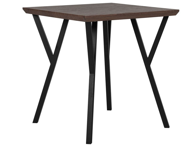 Dining Table Dark Wood Top Black Metal Legs 70 x 70 cm 4 Seater Square Industrial Beliani