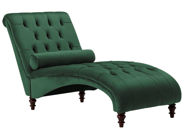 Chaise Lounge Green Velvet Chesterfield Buttoned Modern Living Room Chaise Wooden Legs Beliani