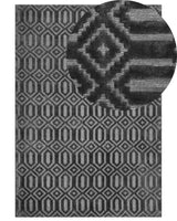 Rug Grey Viscose 160 x 230 cm Geometric Pattern Hand Woven Flatweave Beliani