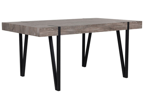 Dining Table Dark Wood Top Black Metal Hairpin Legs 150 x 90 cm Rectangular Industrial Style Beliani