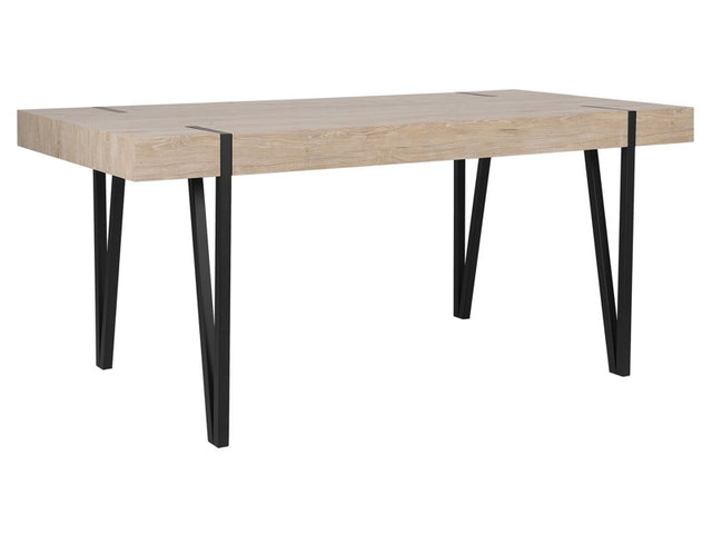 Dining Table Light Wood Top Black Metal Hairpin Legs 150 x 90 cm Rectangular Industrial Style Beliani