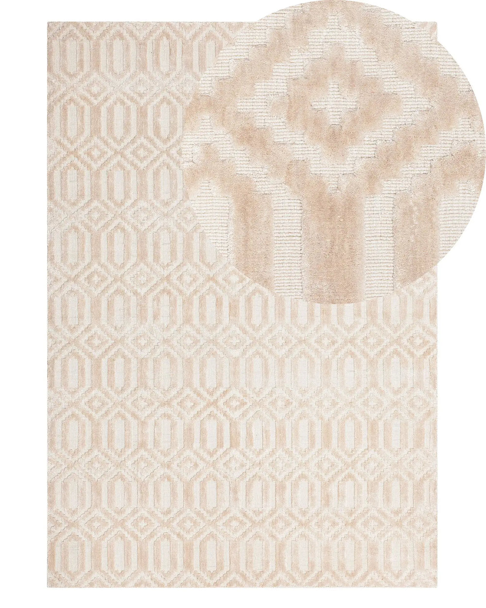 Rug Beige Viscose 140 x 200 cm Geometric Pattern Hand Woven Flatweave Beliani