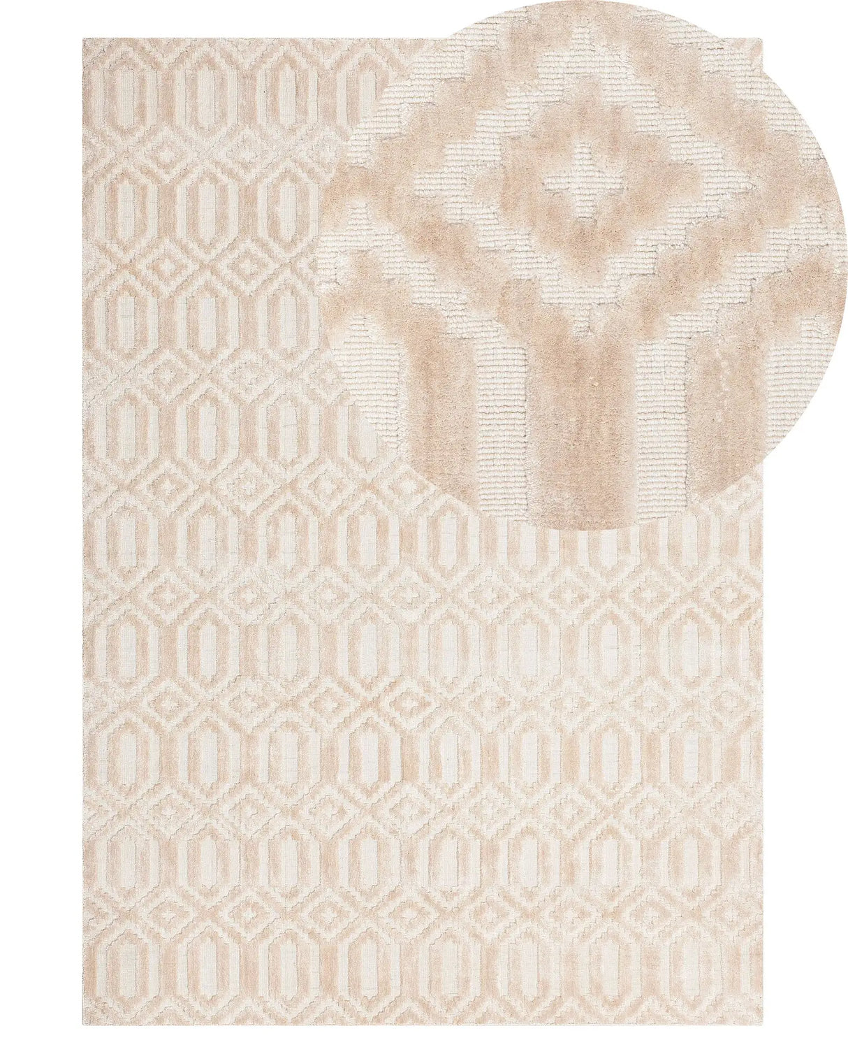 Rug Beige Viscose 140 x 200 cm Geometric Pattern Hand Woven Flatweave Beliani