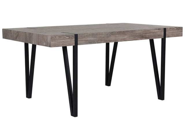 Dining Table Dark Wood Top Black Metal Hairpin Legs 180 x 90 cm Rectangular Industrial Style Beliani