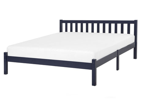 Bed Frame Blue Pine Wood 160 x 200 cm EU King Size 5ft3 Slatted Beliani