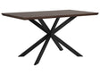 Dining Table Dark Wood Top Black Metal Legs 140 x 80 cm 6 Seater Rectangular Industrial Beliani