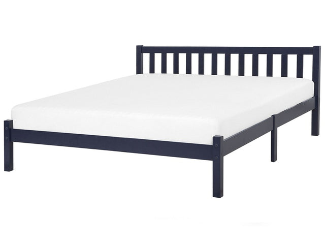 Bed Frame Blue Pine Wood 180 x 200 cm EU Super King Size 6ft Slatted Beliani