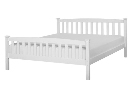 Bed Frame White Pine Wood 140 x 200 cm EU Double Size 4ft6 Slatted Beliani