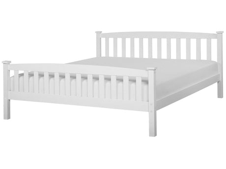 Bed Frame White Pine Wood 180 x 200 cm EU Super King Size 6ft Slatted Beliani