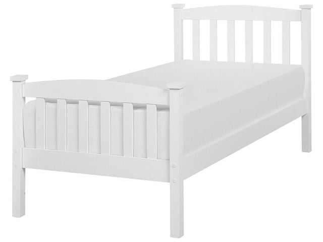 Bed Frame White Pine Wood 90 x 200 cm EU Single 3ft Slatted Beliani