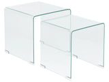Nest of 2 Side Tables Transparent Glass Rectangular Minimalist Beliani