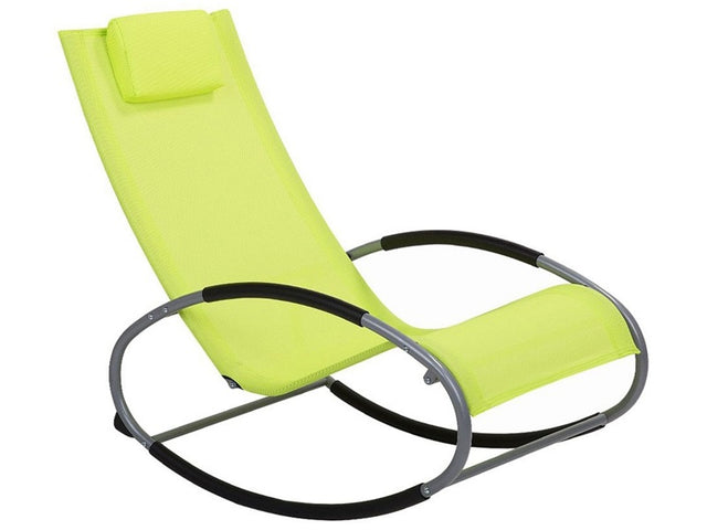 Rocking Sun Lounger Lime Green Steel Runners Garden Rocking Chair with Head Cushion Beliani