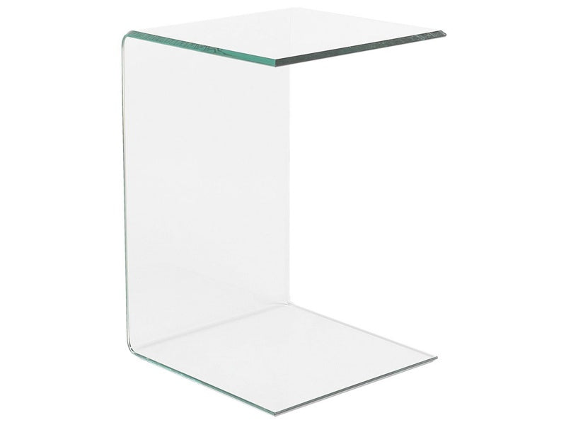 Side End Table Transparent Clear Glass 40 x 61 cm Cantilever Minimalist Beliani