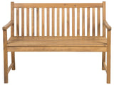 Garden Bench Light Acacia Wood 120 cm Slatted Design Outdoor Patio Rustic Style Beliani