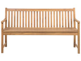 Garden Bench Light Acacia Wood 160 cm Slatted Design Outdoor Patio Rustic Style Beliani