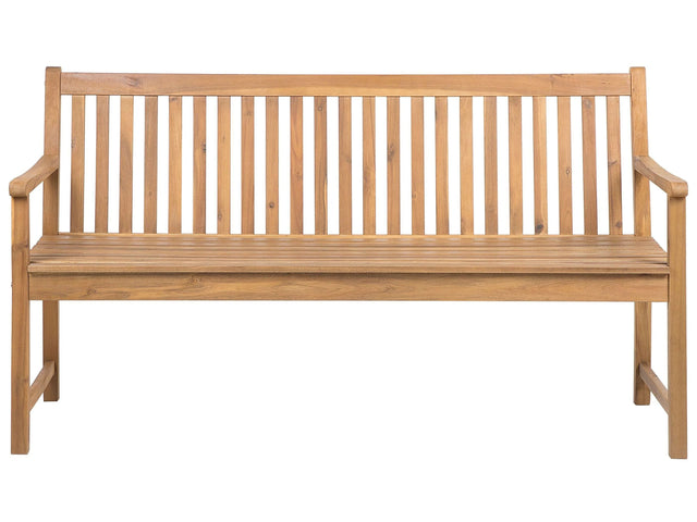 Garden Bench Light Acacia Wood 160 cm Slatted Design Outdoor Patio Rustic Style Beliani