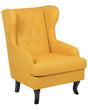 Wingback Chair Yellow Upholstery Black Legs Scandinavian Style Beliani